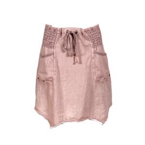 XCVI Women's Short Linen Skirt Light Pink Size L Asymmetrical Hem NWT